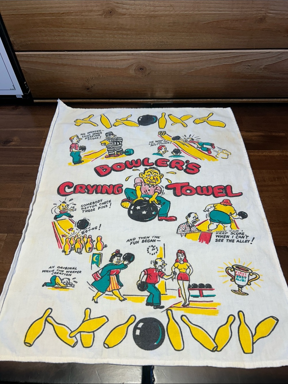 50’s Vintage Bowling Cartoon Hand Towel